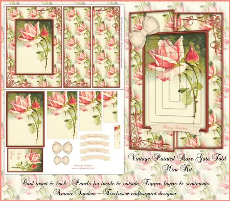 Beautiful Vintage Pink Rose Gate Fold A5 Mini Kit