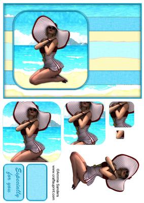 Beach Baby A5 Card Front & Decoupage