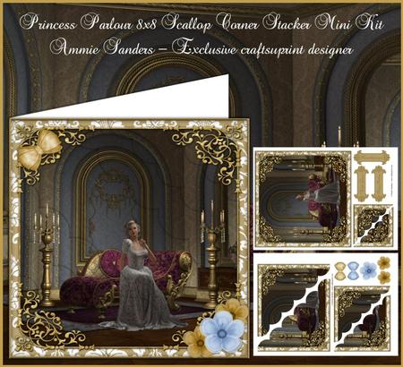 Princess Parlour 8x8 Scallop Corner Topper & Sentiments