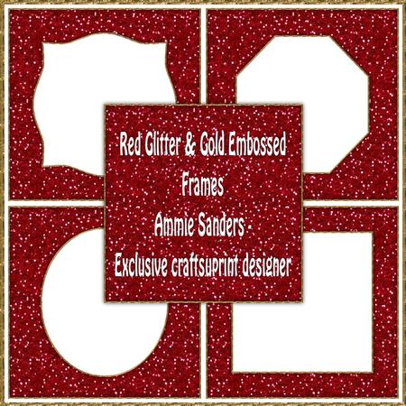 5 8x8 Red Glitter & Gold Embossed Frames - Cu4cu Png