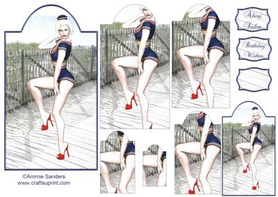 Ahoy Sailor Vintage Pin-up Shaped Topper