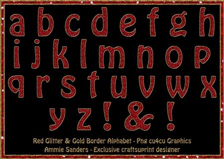 Christmas Red & Gold Glitter Lowercase Alphabet