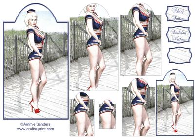 Ahoy Sailor Vintage Pin-up Shaped Topper