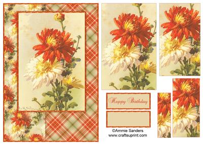 Beautiful Vintage Painted Flowers A5 Quick Card