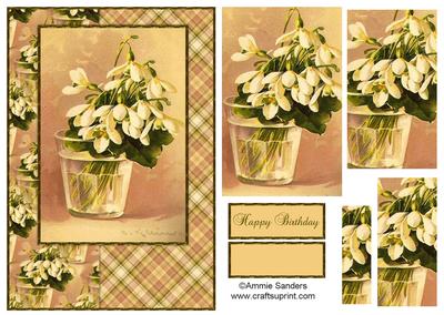 Beautiful Vintage Painted Snow Drops A5 Quick Card