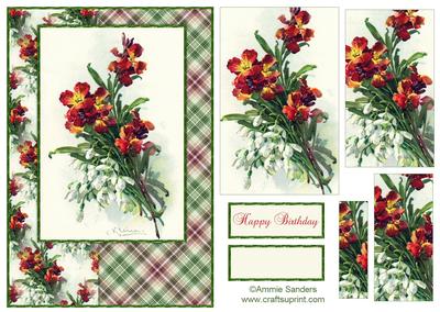Beautiful Vintage Painted Flowers A5 Quick Card