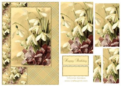 Beautiful Vintage Painted Flowers A5 Quick Card