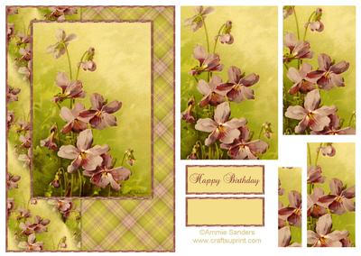 Beautiful Vintage Painted Flowers A5 Quick Card