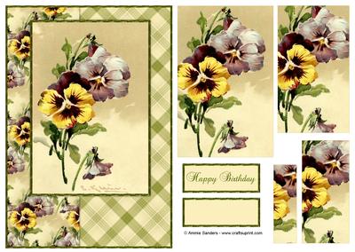 Beautiful Vintage Painted Flowers A5 Quick Card