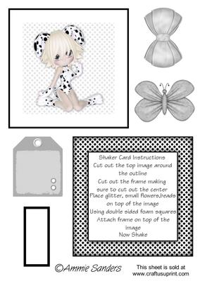 Cute Dalmation Girl Shaker Card Kit