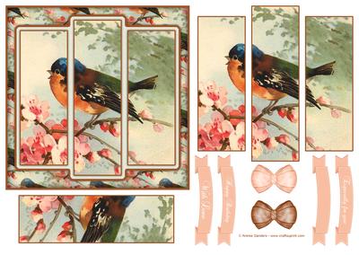 Beautiful Vintage Painted Bird 6x6 Panel Card
