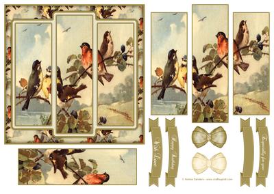 Beautiful Vintage Painted Birds 6x6 Panel Card