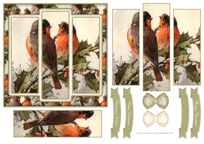 Beautiful Vintage Christmas Robins 6x6 Panel Card