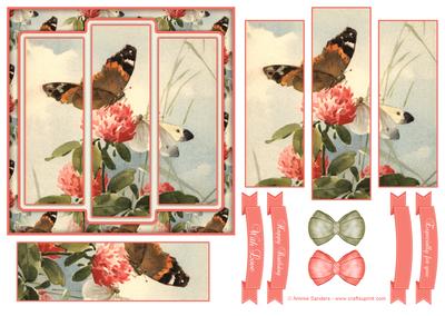 Beautiful Vintage Painted Butterflies 6x6 Panel Card