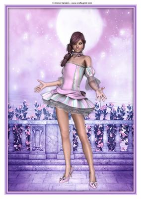 Sugar Doll in the Fantasy Rose Garden A4 Topper