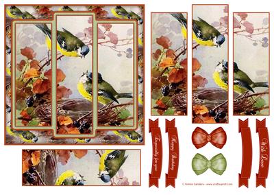 Beautiful Vintage Painted Birds 6x6 Panel Card