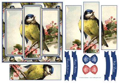 Beautiful Vintage Painted Birds 6x6 Panel Card