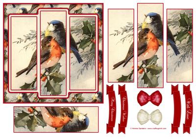 Beautiful Vintage Christmas Robins 6x6 Panel Card