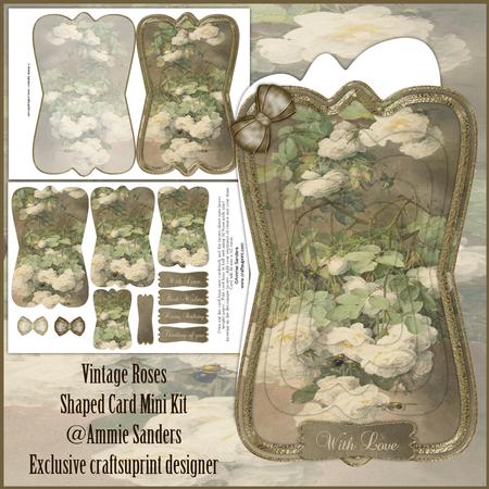 Beautiful Vintage Roses Shaped Card Mini Kit