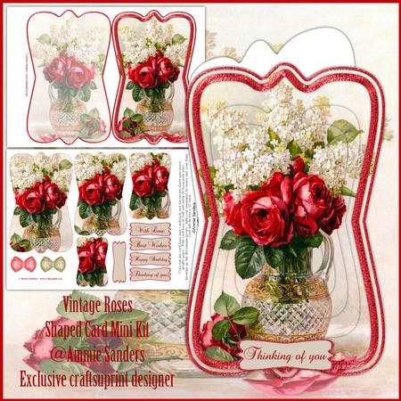 Beautiful Vintage Roses Shaped Card Mini Kit