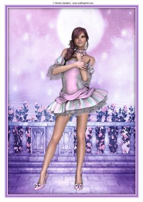 Sugar Doll in the Fantasy Rose Garden A4 Topper
