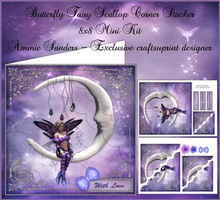 Butterfly Fairy 8x8 Scallop Corner Topper & Sentiments