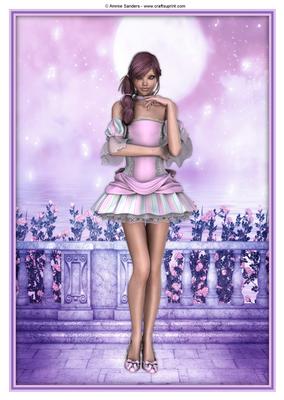 Sugar Doll in the Fantasy Rose Garden A4 Topper