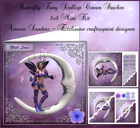 Butterfly Fairy 8x8 Scallop Corner Topper & Sentiments