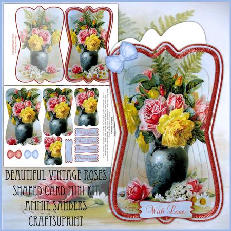Beautiful Painted Roses Shaped Card Mini Kit