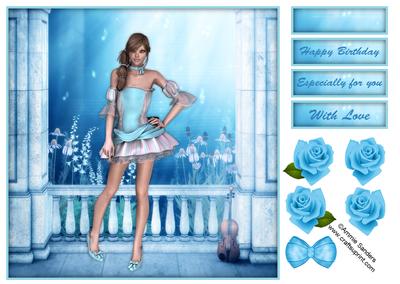 Sugar Doll's Musical Fantasy 8x8 Topper