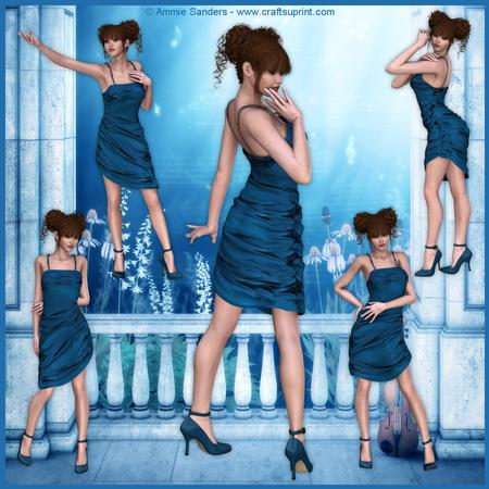 Stunning Lady in Blue 5 Cu4cu Png Graphics