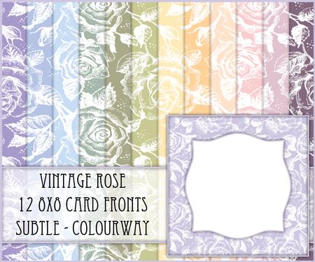 Vintage Rose 12 8x8 Blank Card Fronts - Subtle Shades