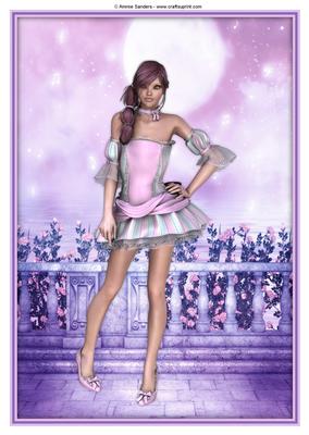 Sugar Doll in the Fantasy Rose Garden A4 Topper