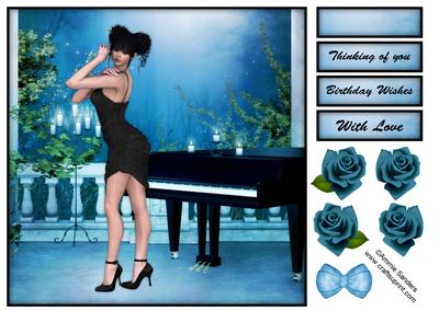 Starlight Beauty at the Piano 8x8 Topper