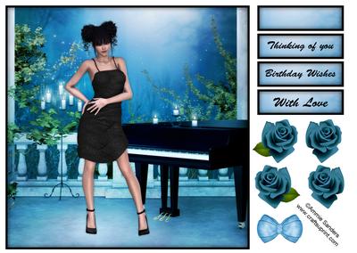 Starlight Beauty at the Piano 8x8 Topper