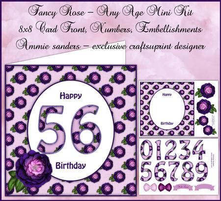 Fancy Purple & Pink Rose Any Age 8x8 Mini Kit