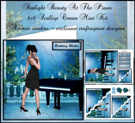 Starlight Beauty at the Piano 8x8 Scallop Corner Kit