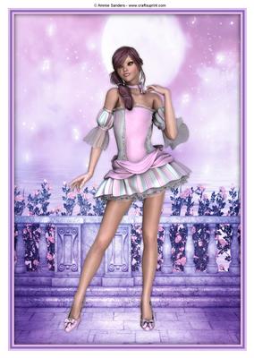 Sugar Doll in the Fantasy Rose Garden A4 Topper