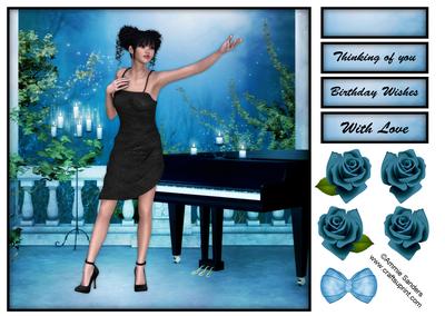 Starlight Beauty at the Piano 8x8 Topper