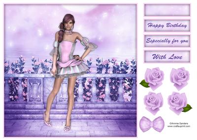 Sugar Doll's Fantasy Rose Garden 8x8 Topper