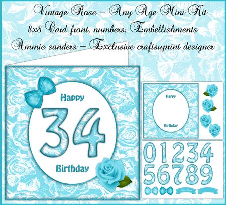 Fancy Vintage Roses Any Age 8x8 Mini Kit