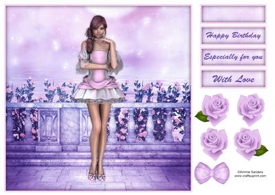 Sugar Doll's Fantasy Rose Garden 8x8 Topper