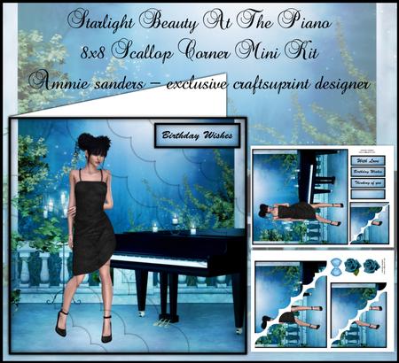 Starlight Beauty at the Piano 8x8 Scallop Corner Stacker