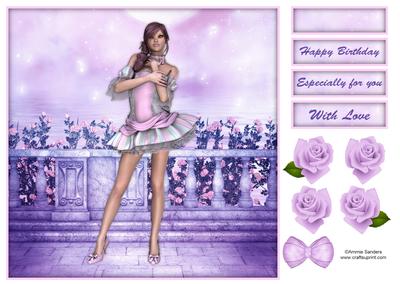 Sugar Doll's Fantasy Rose Garden 8x8 Topper