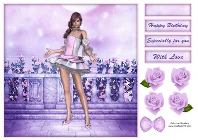 Sugar Doll's Fantasy Rose Garden 8x8 Topper