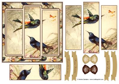 Beautiful Vintage Painted Birds 6x6 Panel Card