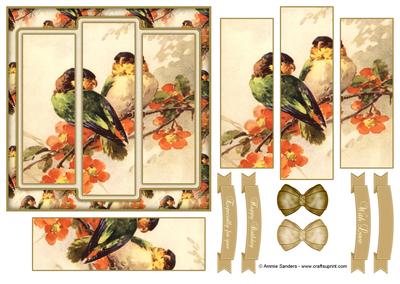 Beautiful Vintage Painted Birds 6x6 Panel Card