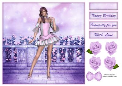Sugar Doll's Fantasy Rose Garden 8x8 Topper