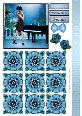 Starlight Beauty at the Piano Topper & Tiles