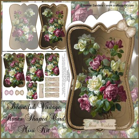 Beautiful Painted Roses Shaped Card Mini Kit
